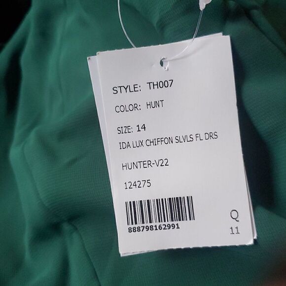 Thread Bridesmaid Women's Hunter Green Cross Back A-Line‎ Maxi Dress Size 14 Lux - Picture 2 of 4